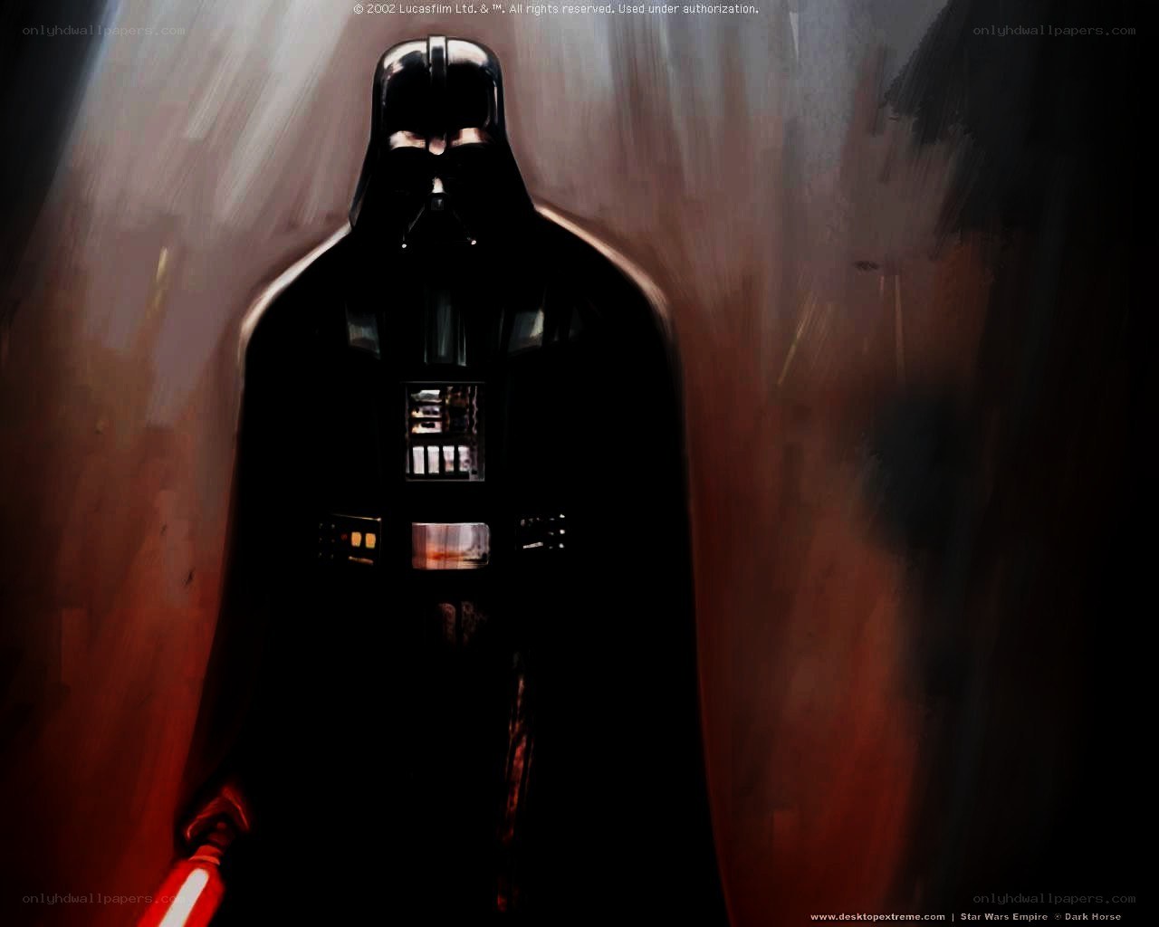 Darth Vader in a dark corridor