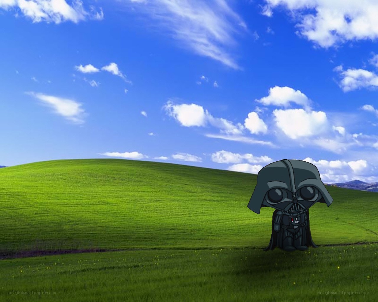 Darth Vader in a green field
