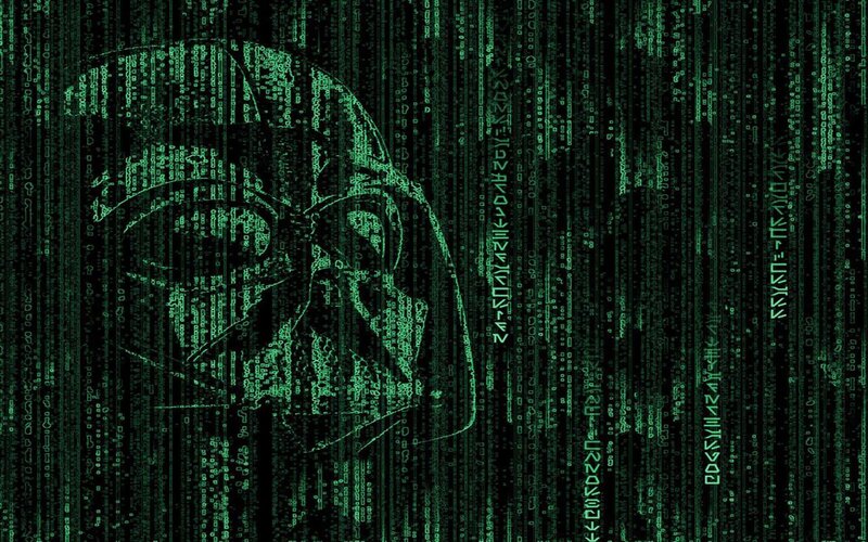 Darth Vader in digital rain