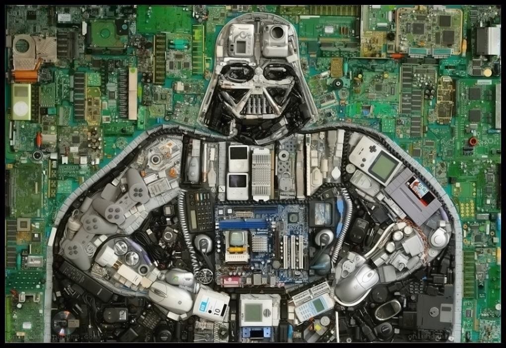Darth Vader made of electronics