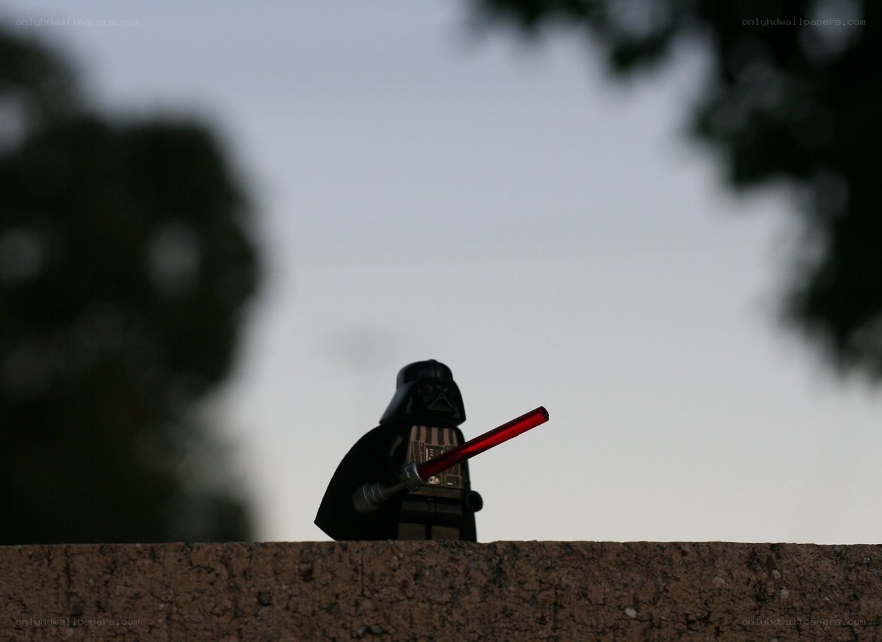 Darth Vader minifigure at dusk