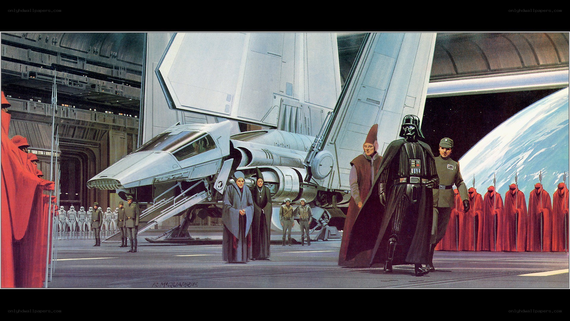 Darth Vader on a starship platform