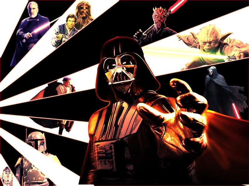 Darth Vader Pointing — Black, Dramatic, Digital Art, Lightsabers