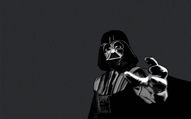 Darth Vader Pointing — Black, Dramatic, Digital Art, Mask, Cape, Hand, White