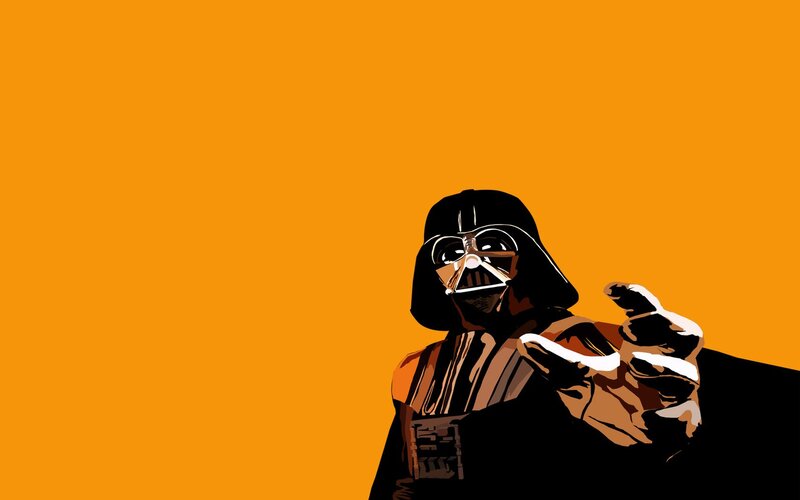 Darth Vader Pointing — Orange, Dramatic, Digital Art, Mask, Cape
