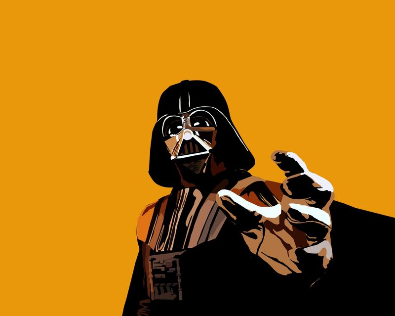 Darth Vader Pointing — Orange, Dramatic, Digital Art, Mask