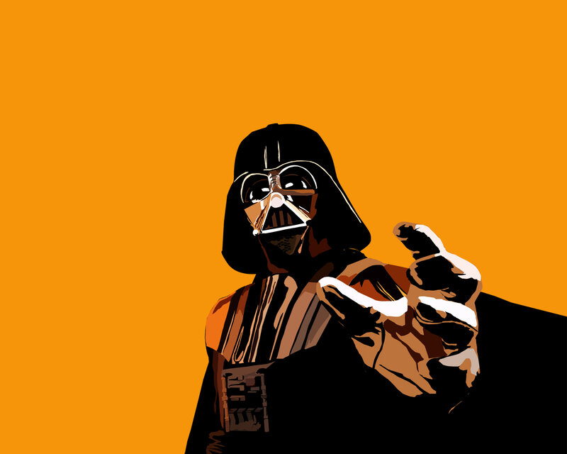 Darth Vader Pointing — Orange, Dramatic, Digital Art