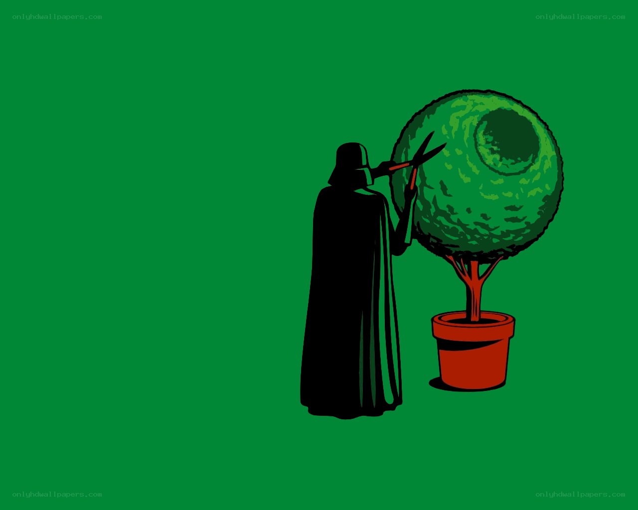 Darth Vader pruning a topiary