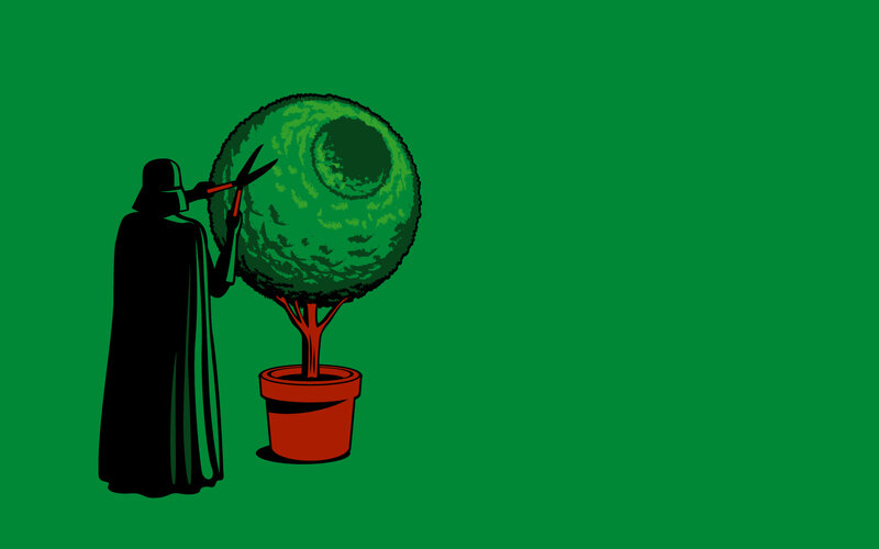 Darth Vader pruning a topiary