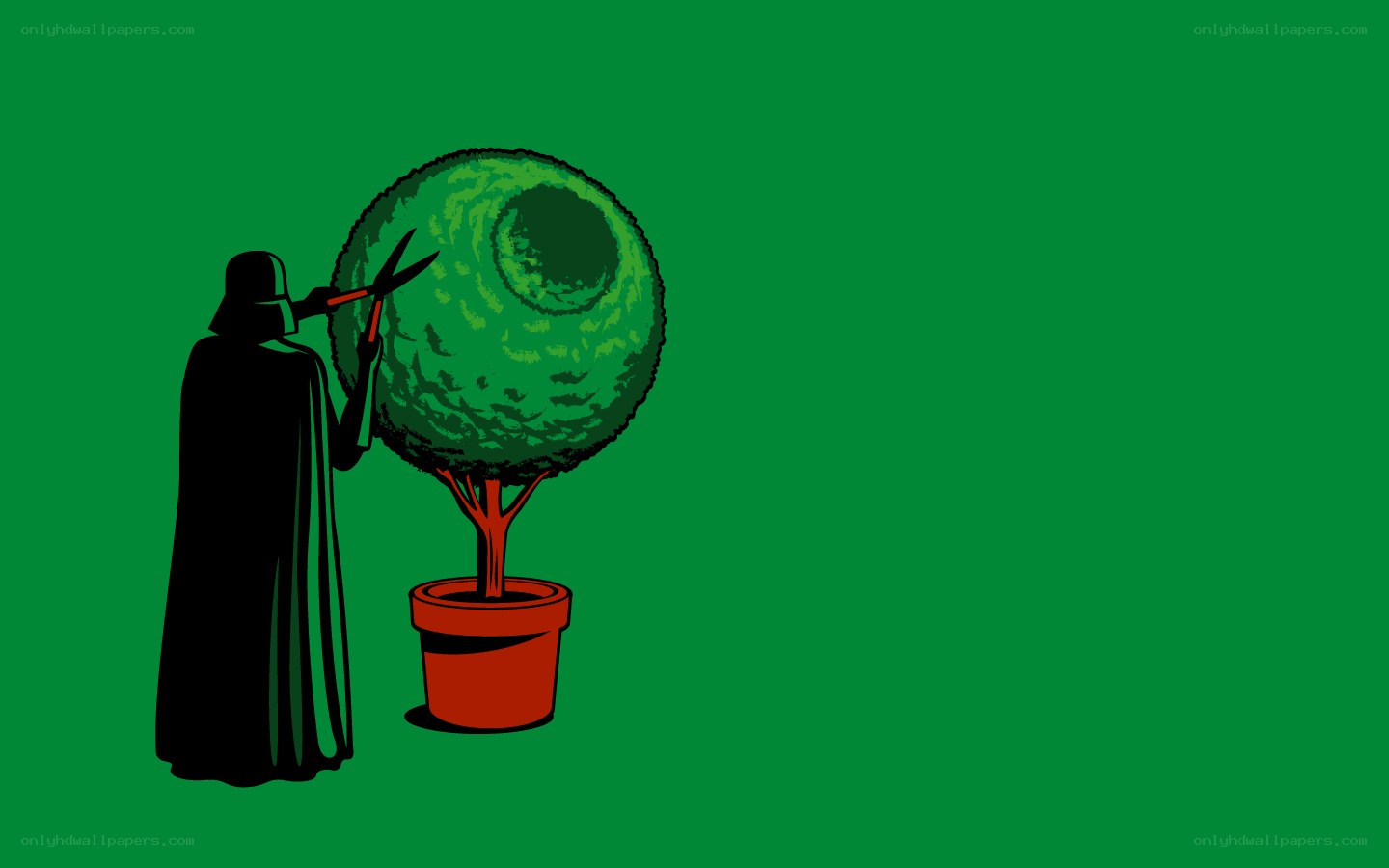 Darth Vader pruning a topiary
