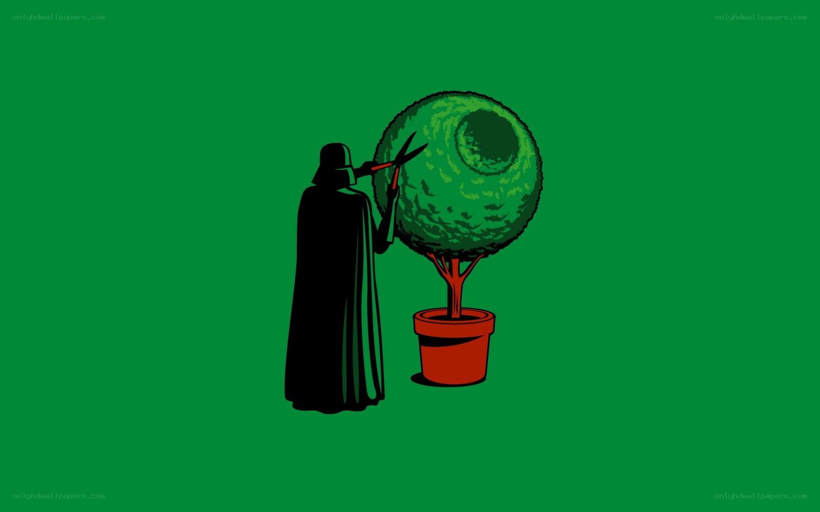 Darth Vader pruning a topiary
