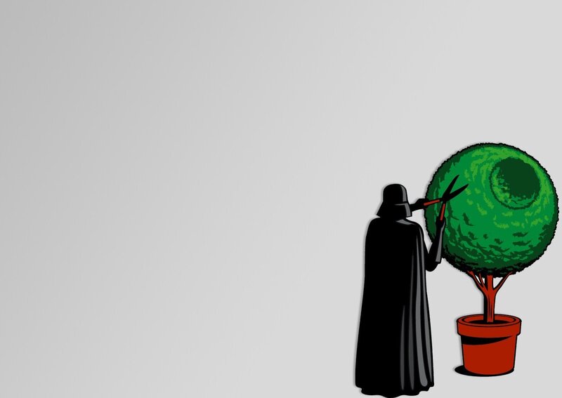 Darth Vader pruning a tree