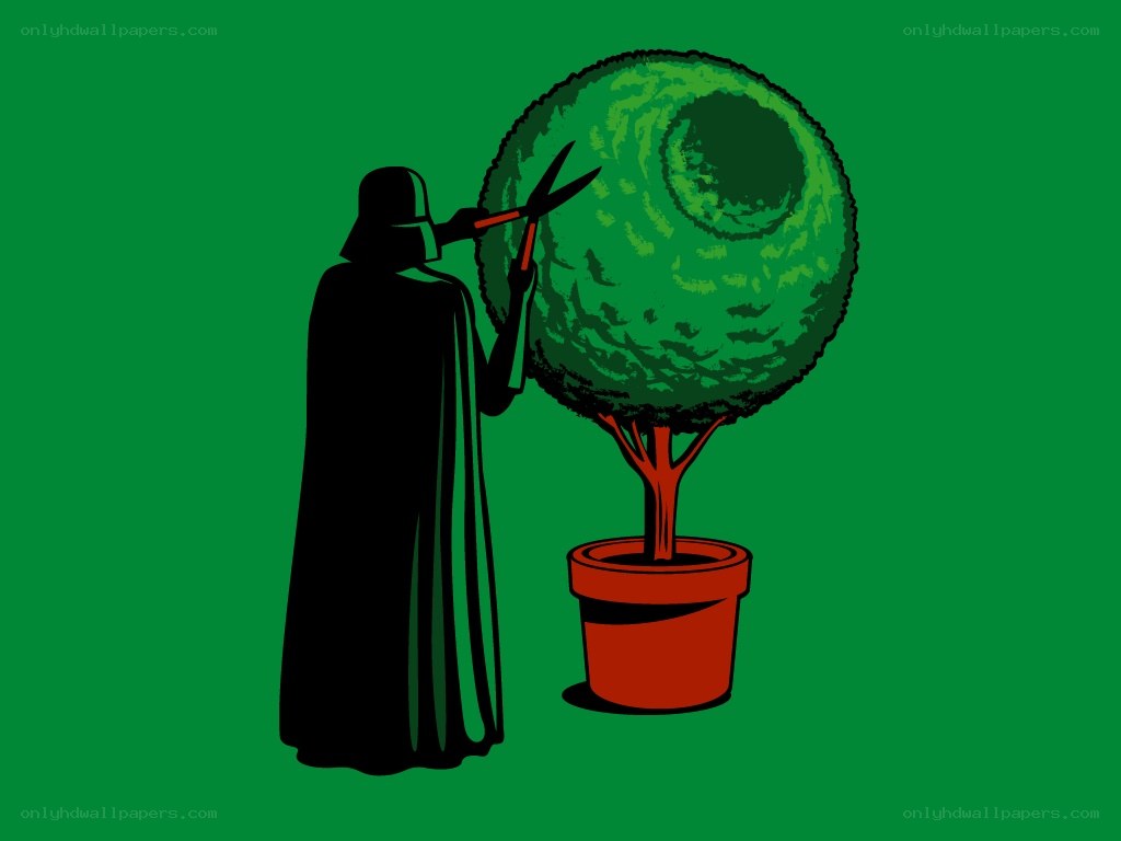 Darth Vader pruning a tree