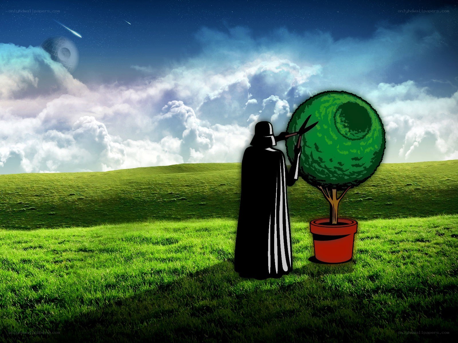 Darth Vader pruning a tree