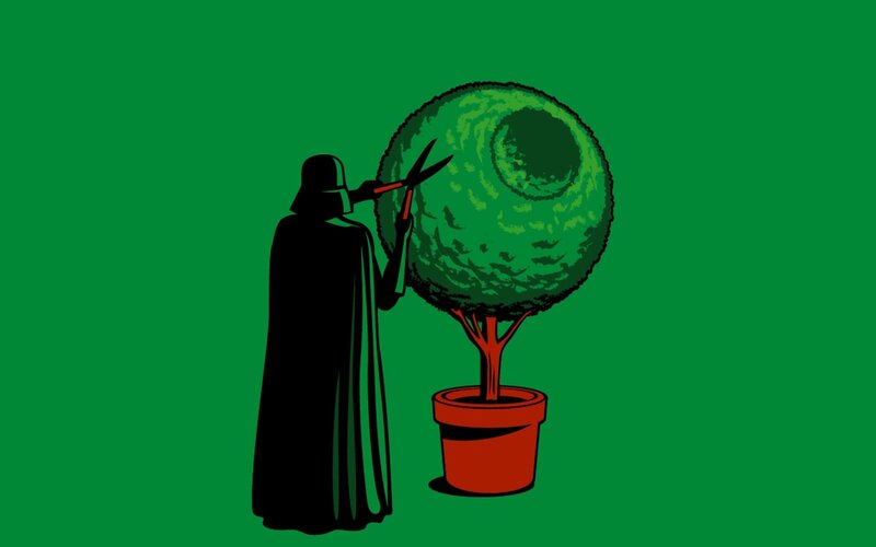 Darth Vader pruning a tree