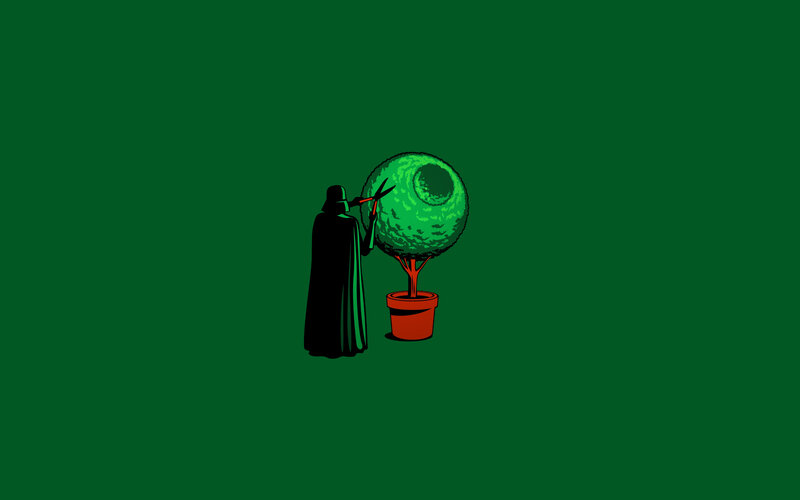 Darth Vader pruning a tree