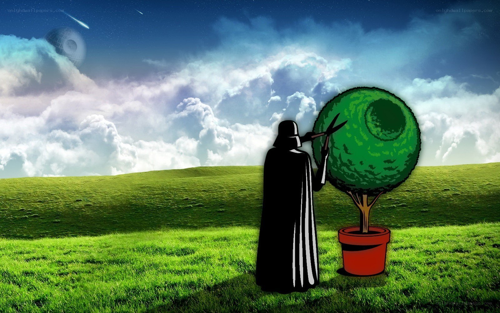 Darth Vader pruning a tree