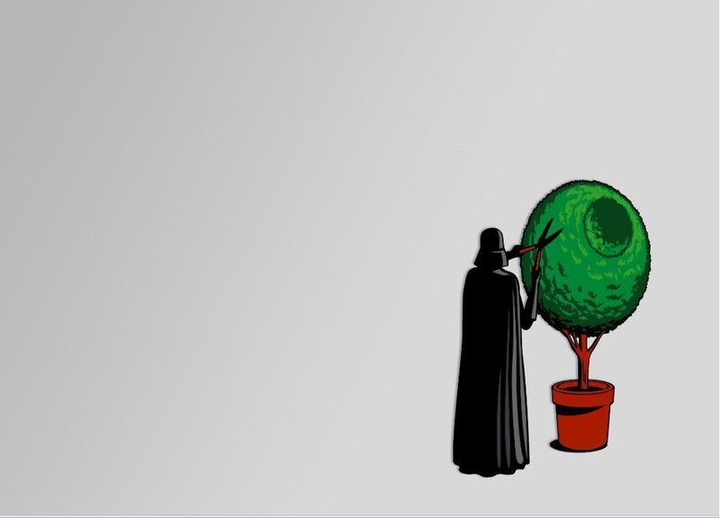 Darth Vader pruning a tree