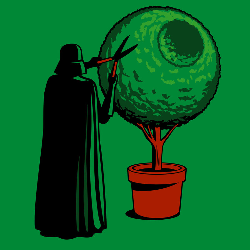 Darth Vader pruning a tree
