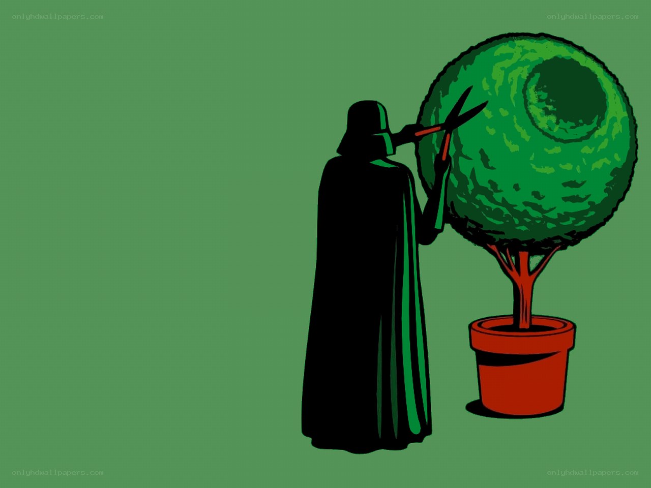 Darth Vader pruning a tree