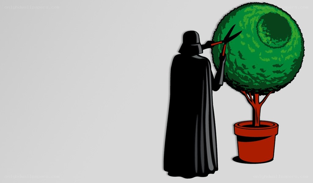 Darth Vader pruning a tree