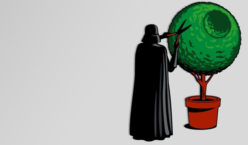 Darth Vader Pruning Tree — Black, Calm, Digital Art
