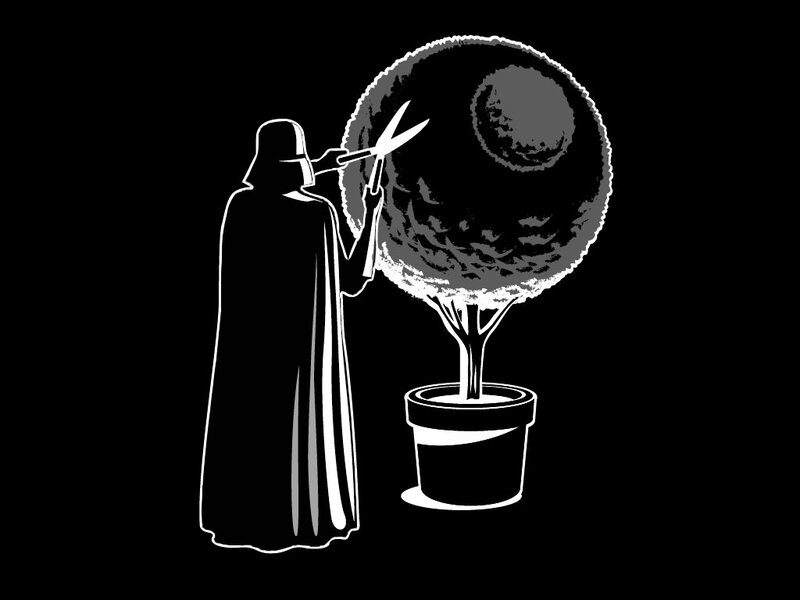 Darth Vader Pruning Tree — Black, Humorous, Illustration