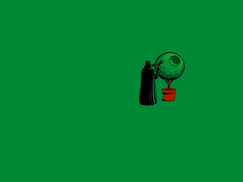 Darth Vader Pruning Tree — Green, Calm, Illustration