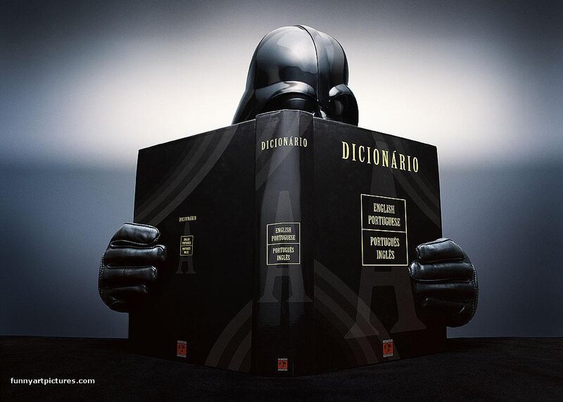 Darth Vader reading a dictionary