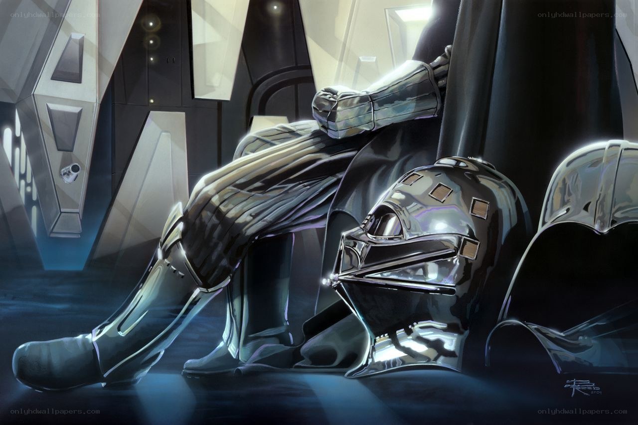 Darth Vader resting in a cockpit