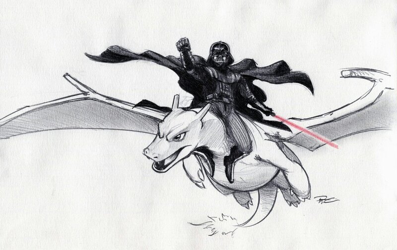 Darth Vader riding a dragon