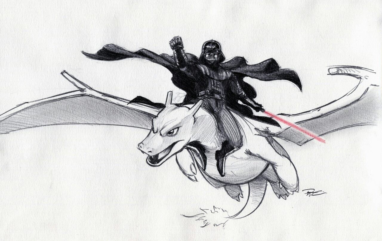 Darth Vader riding a dragon