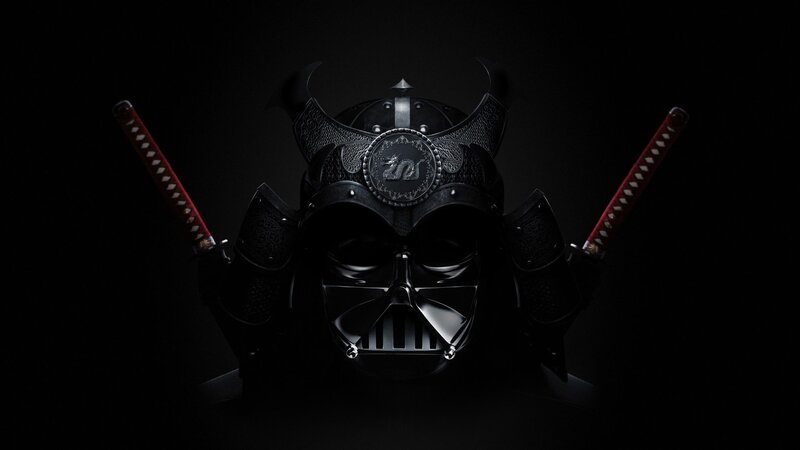 Darth Vader Samurai Helmet — Black, Dramatic