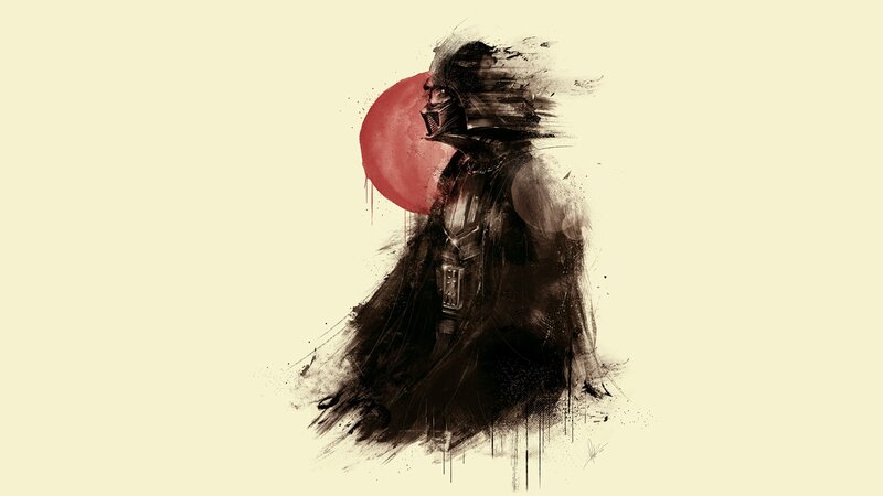 Darth Vader Silhouette — Black, Dramatic, Digital Art