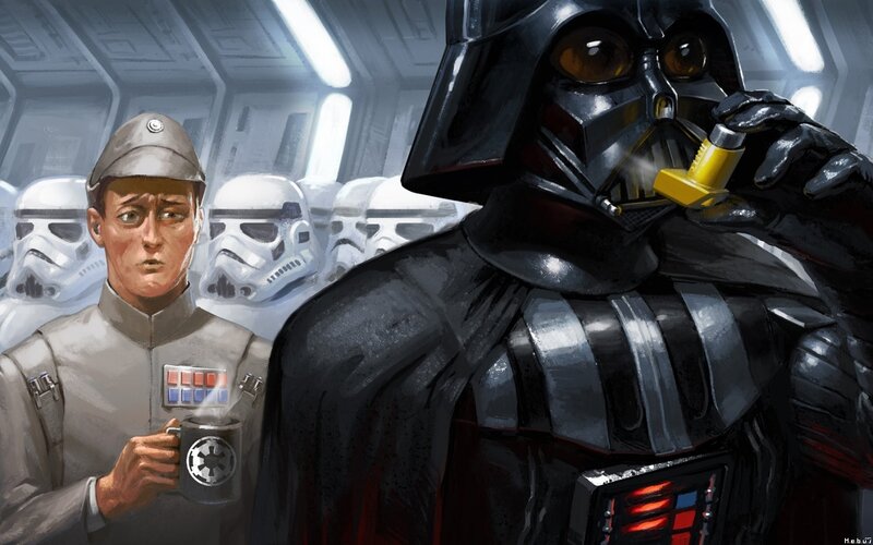 Darth Vader Using Inhaler — Black