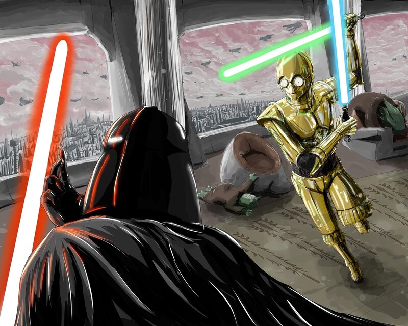 Darth Vader vs C-3PO battle