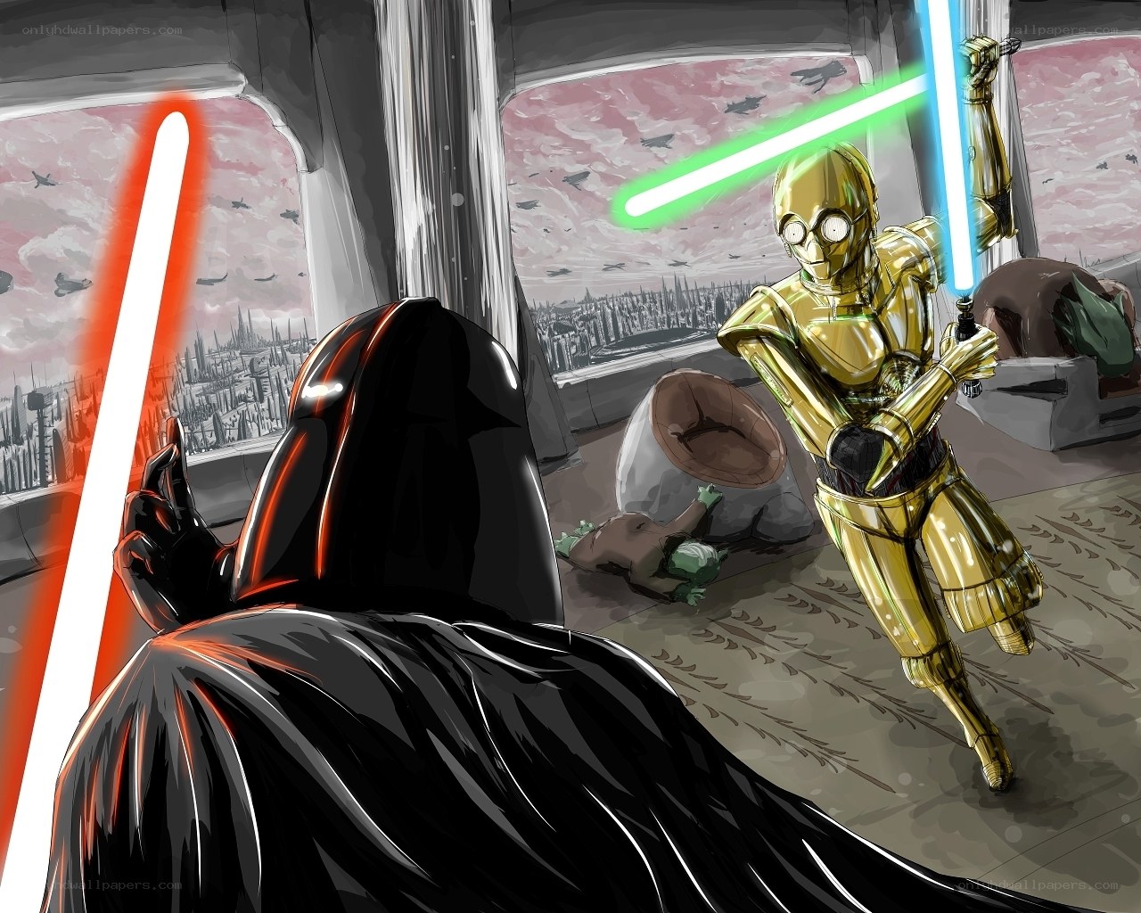 Darth Vader vs C-3PO battle