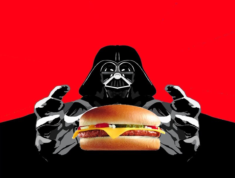 Darth Vader with a burger