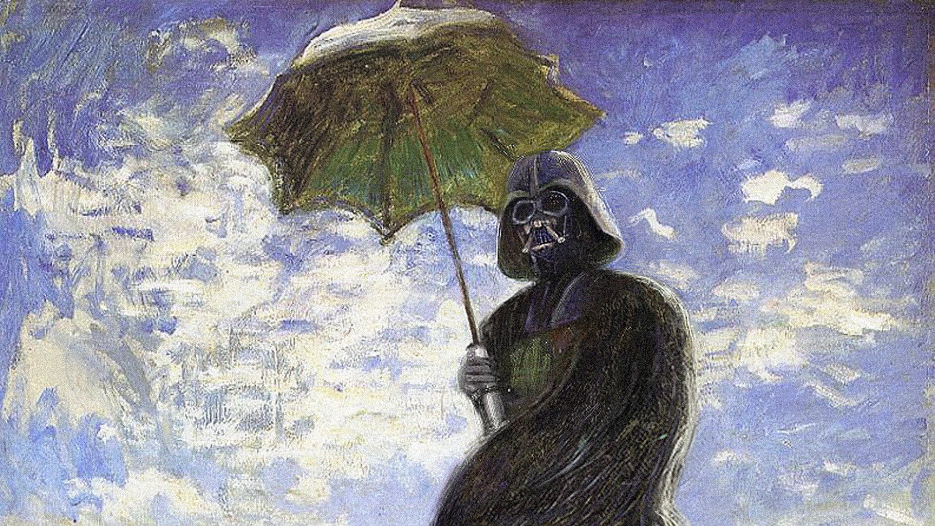 Darth Vader with an umbrella