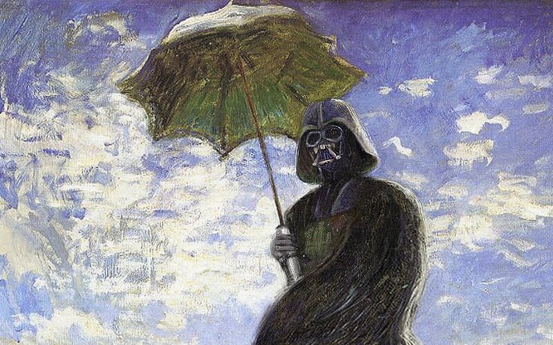 Darth Vader with an umbrella