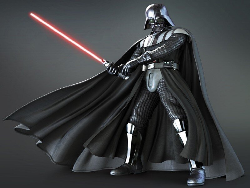 Darth Vader with Lightsaber — Black, Dramatic, 3d Render