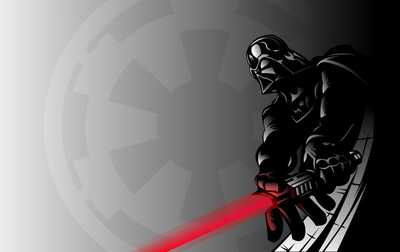 Darth Vader with Lightsaber — Black, Dramatic, Digital Art, Imperial Crest