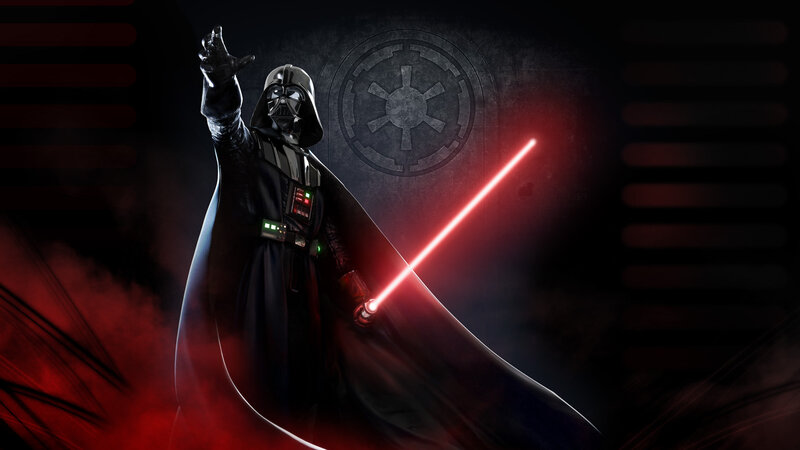 Darth Vader with Lightsaber — Black, Dramatic, Digital Art, Imperial Emblem