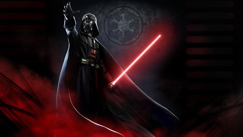Darth Vader with Lightsaber — Black, Dramatic, Digital Art, Imperial Symbol