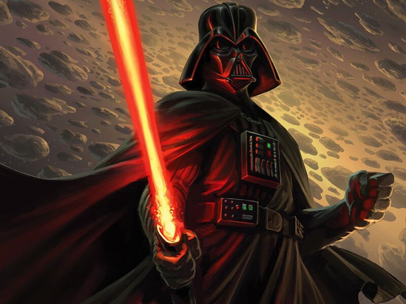 Darth Vader with Lightsaber — Black, Dramatic, Digital Art