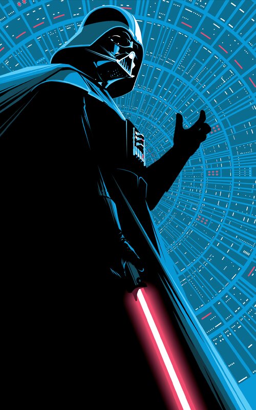 Darth Vader with Lightsaber — Black, Dramatic, Illustration