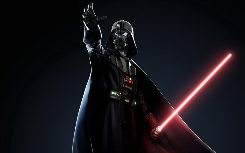 Darth Vader with Lightsaber — Black, Dramatic, Night, 3d Render, Cape, Mask