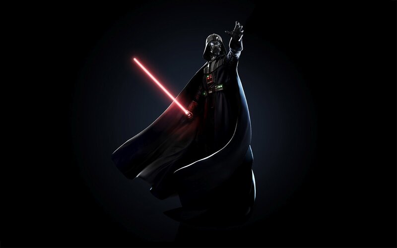 Darth Vader with Lightsaber — Black, Dramatic, Night, Digital Art