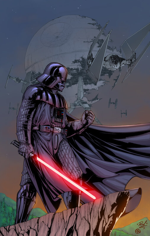 Darth Vader with Lightsaber — Black, Dramatic, Sunset