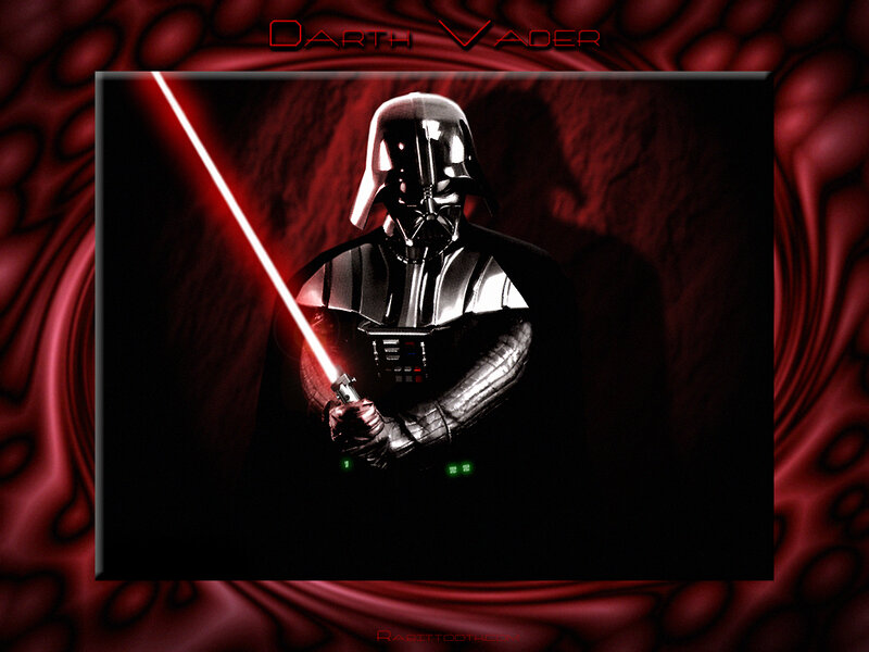 Darth Vader with Lightsaber — Red, Dramatic, Digital Art, Helmet